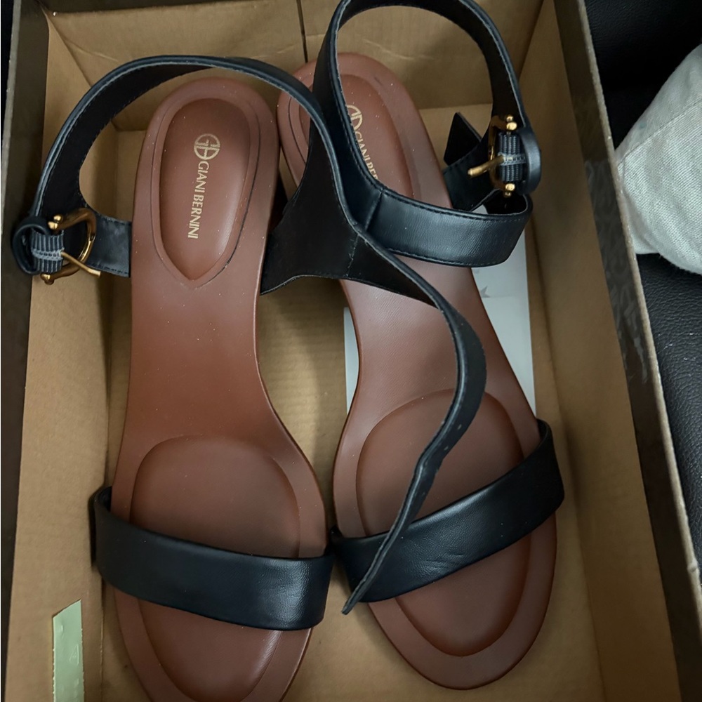 Gian Bernini Black and Brown Sandals round heels